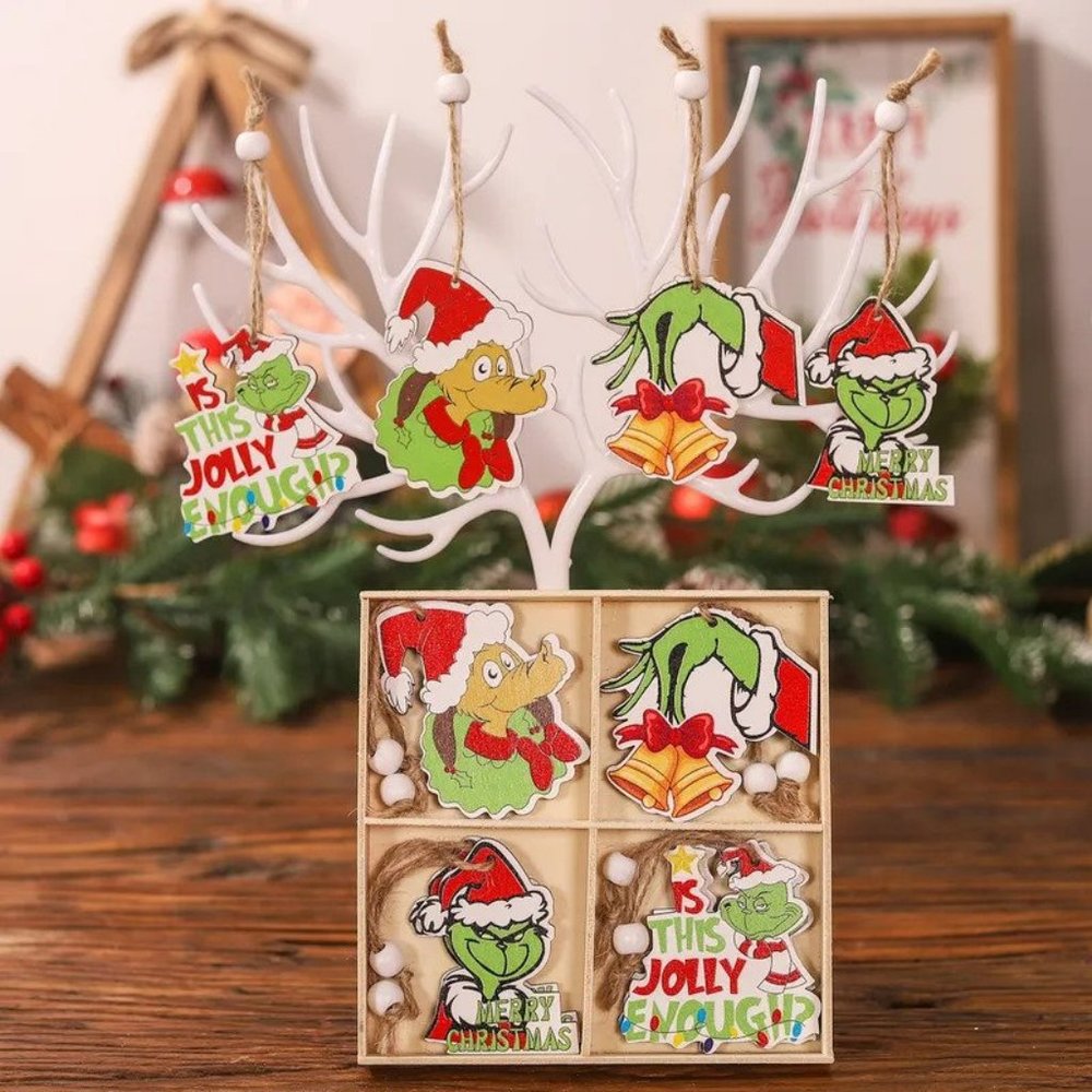 🎄BEST SELLER🎄 Grinch Wood Christmas Ornaments 12PC Set